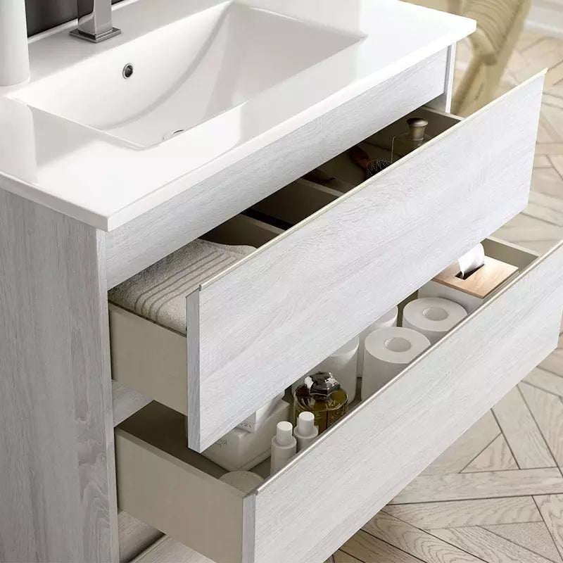 Meuble de salle de bain 120cm double vasque - 6 tiroirs - sans miroir - PALMA