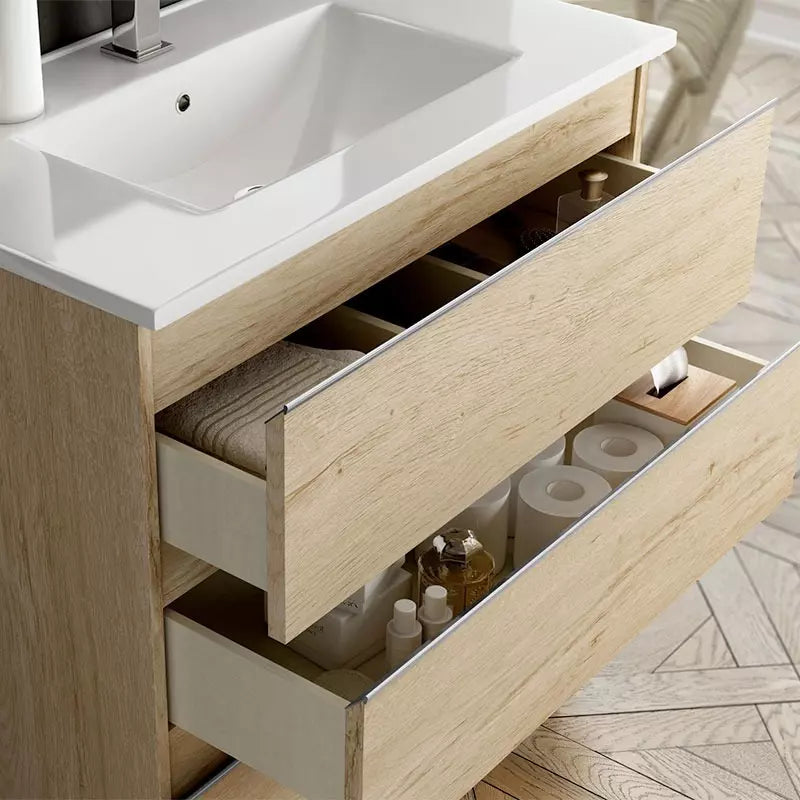 Meuble de salle de bain 140cm double vasque - 4 tiroirs - sans miroir - BALEA
