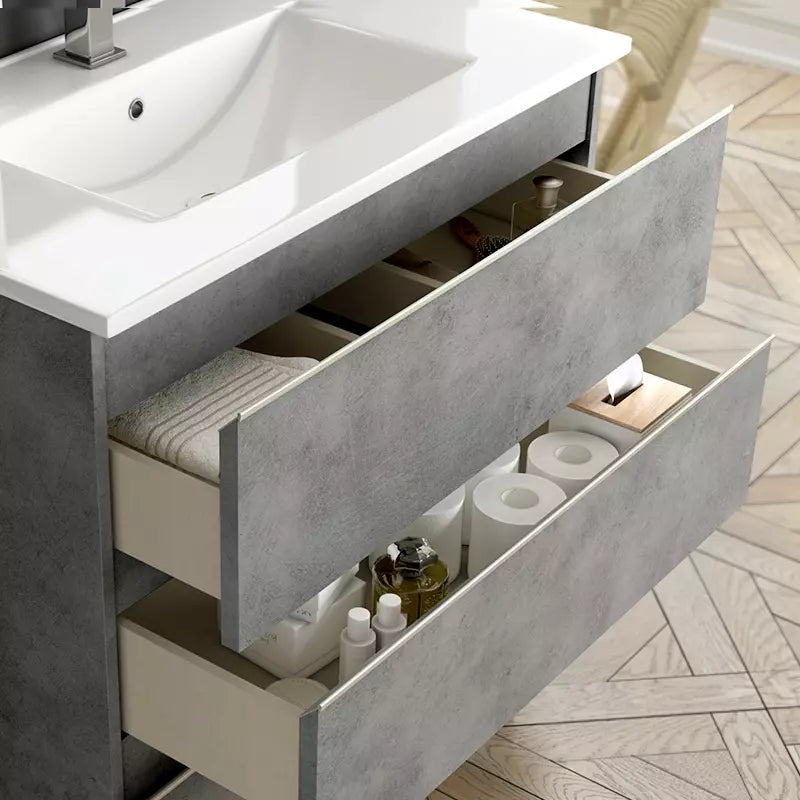Meuble de salle de bain 120cm double vasque - 6 tiroirs - sans miroir - PALMA
