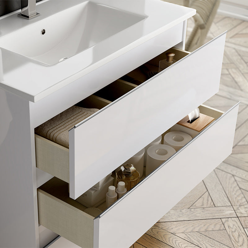 Meuble de salle de bain 120cm double vasque - 6 tiroirs - sans miroir - PALMA
