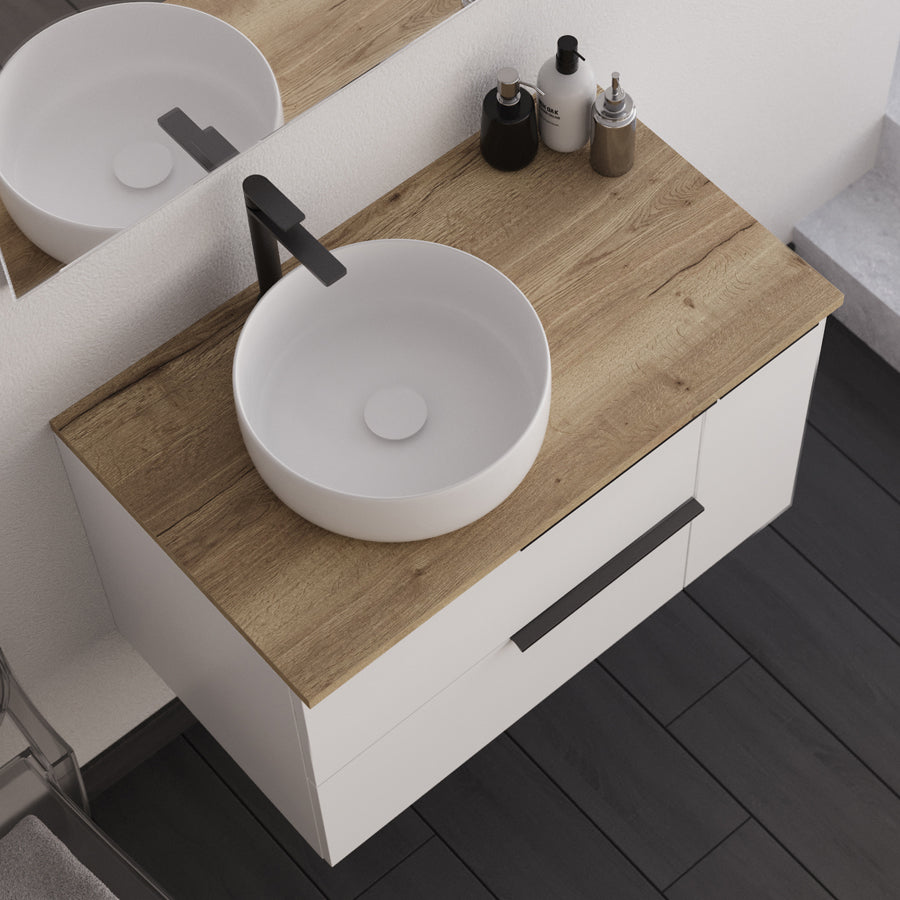 Meuble de salle de bain KING 80 cm blanc vasque ares vue de haut