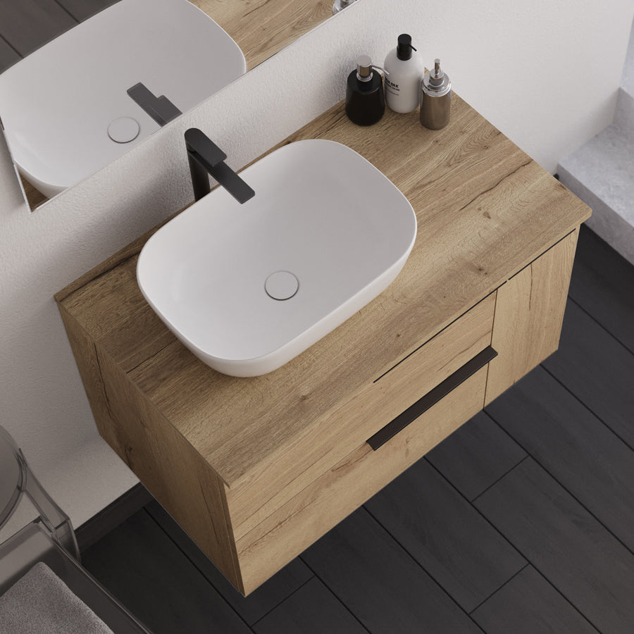 Meuble de salle de bain KING 80 cm déporté vasque zeus vue de haut
