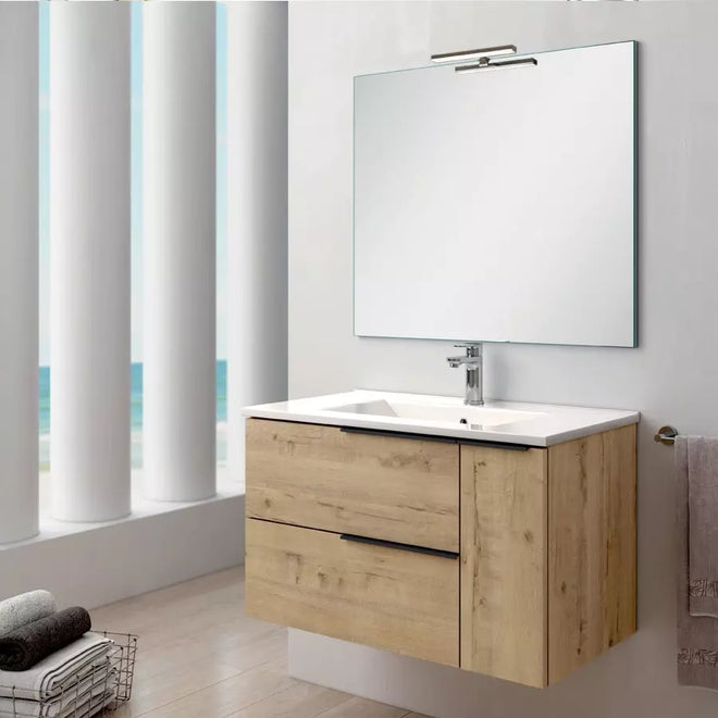 Meuble de salle de bain 80cm vasque centrée - 2 tiroirs et un placard - KING