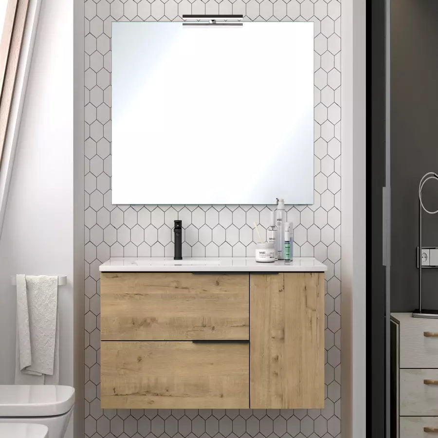 Meuble de salle de bain king deporte 80 cm avec miroir applique