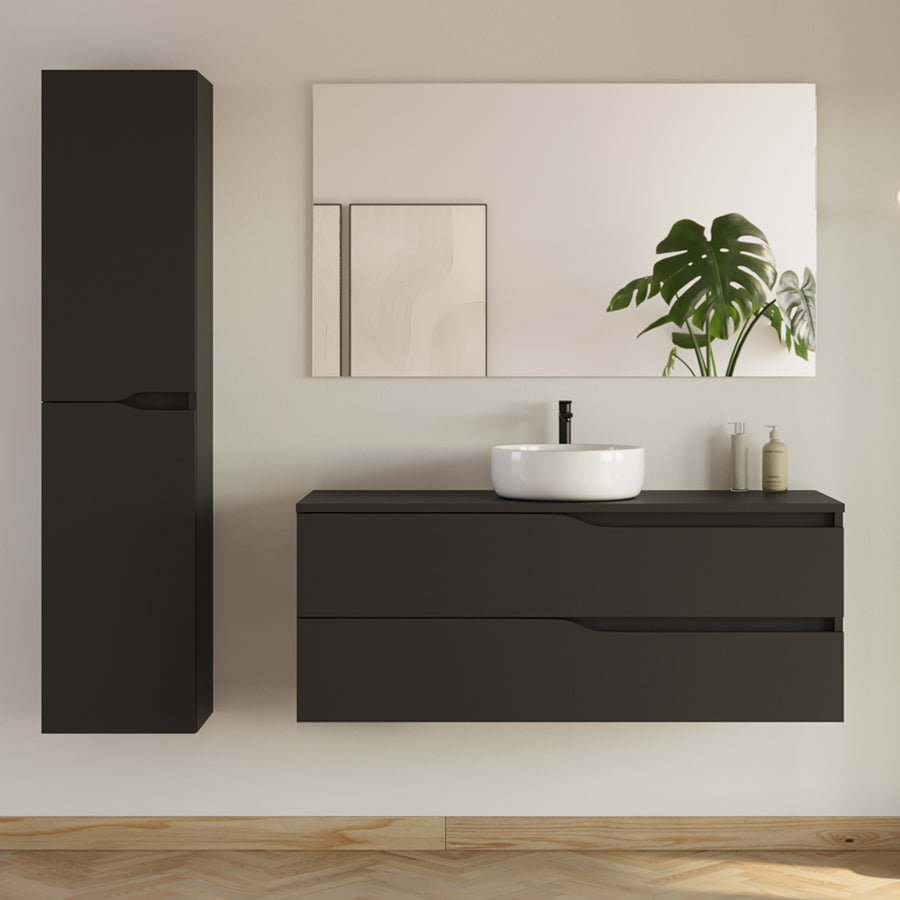 Meuble de salle de bain 2 tiroirs avec plateau et vasque à poser LUNA + colonne - 120cm