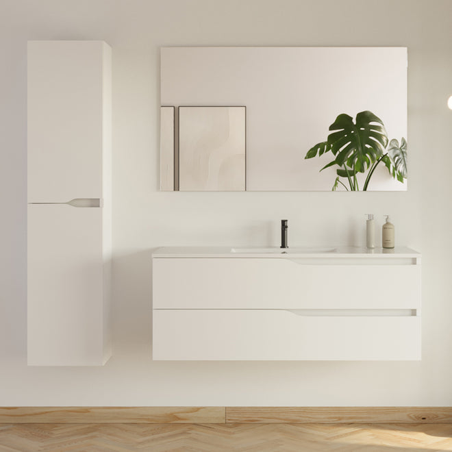 Meuble de salle de bain LUNA simple vasque 2 tiroirs + colonne - 120cm