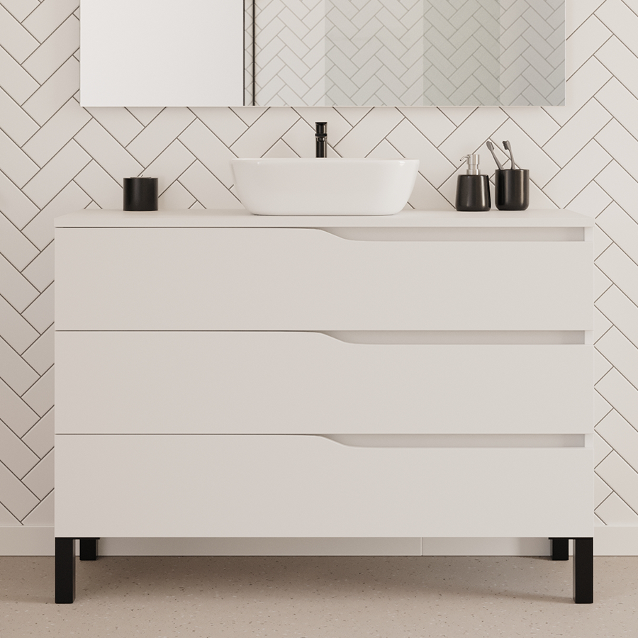 Meuble de salle de bain MATA 120 cm bol zeus blanc sans miroir