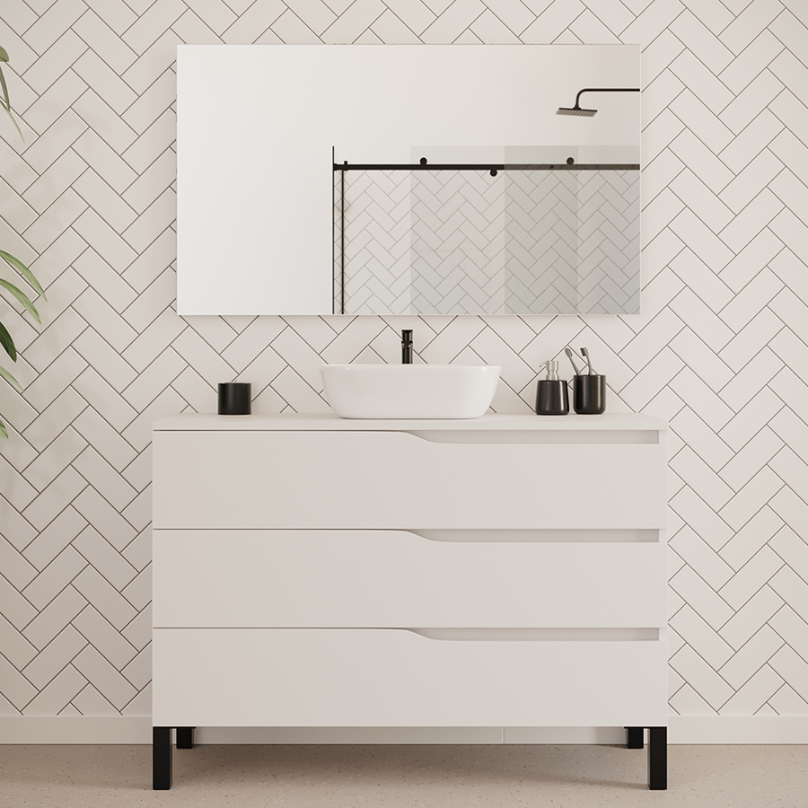 Meuble de salle de bain MATA 120 cm bol zeus blanc