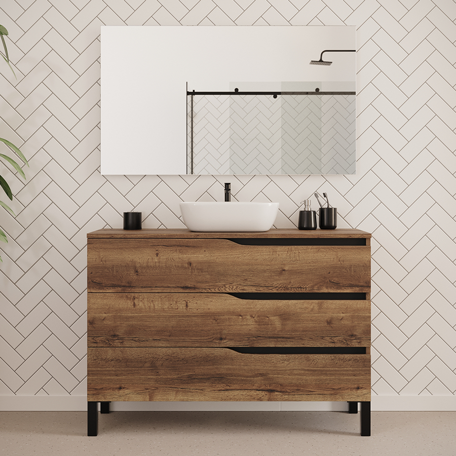 Meuble de salle de bain MATA 120 cm bol zeus tabaco