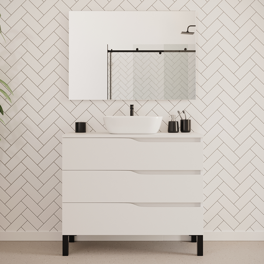 Meuble de salle de bain MATA 100 cm vasque zeus blanc
