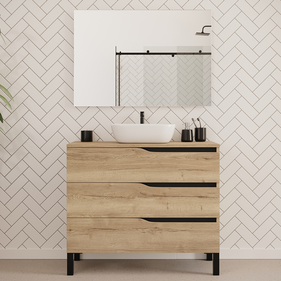 Meuble de salle de bain MATA 100 cm vasque zeus miel