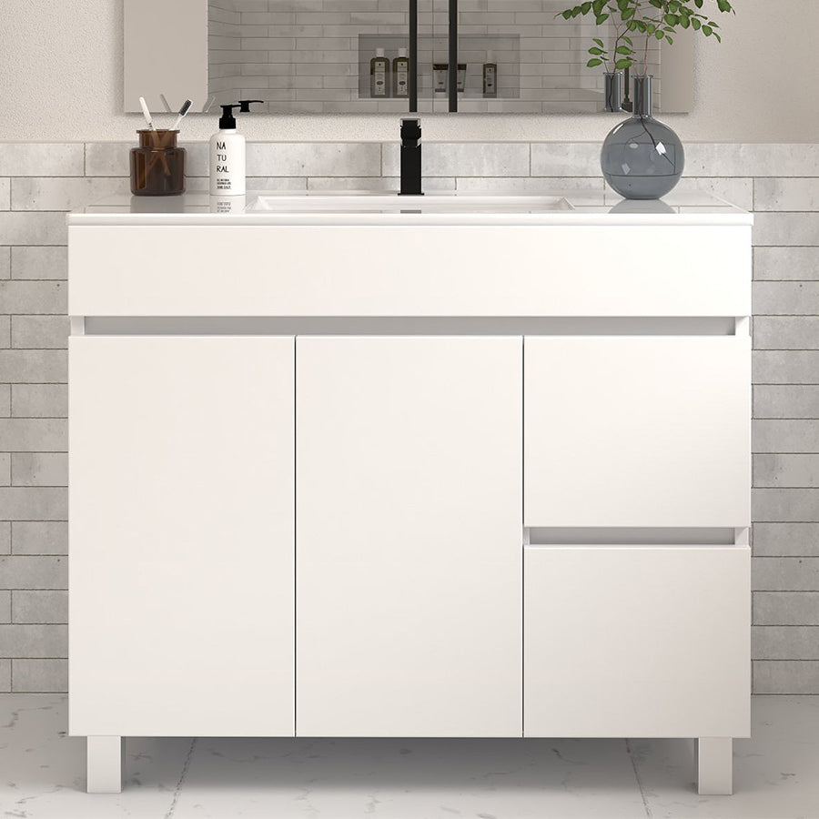 Meuble sous vasque seul, 2 tiroirs et 2 portes, 100cm, pour simple vasque - HARO