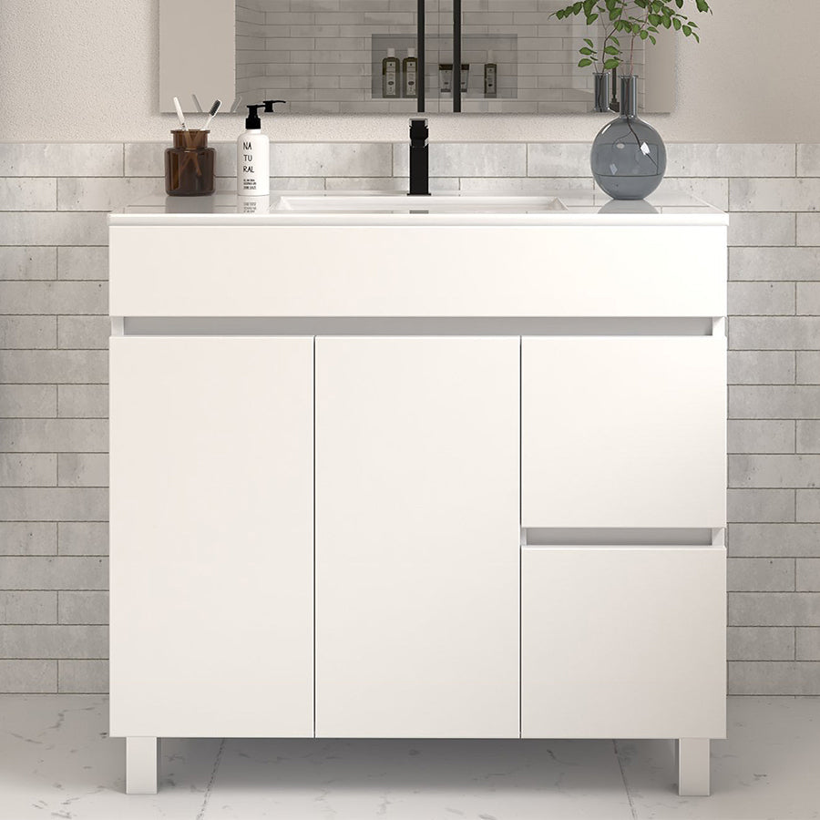 Meuble sous vasque seul, 2 tiroirs et 2 portes, 80cm, pour simple vasque - HARO