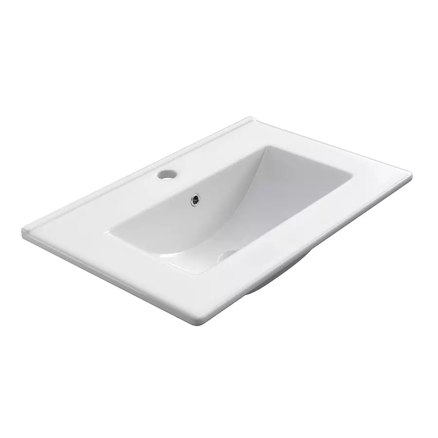 Meuble de salle de bain 60cm avec plan simple vasque - sans miroir - 2 tiroirs - RIBERA