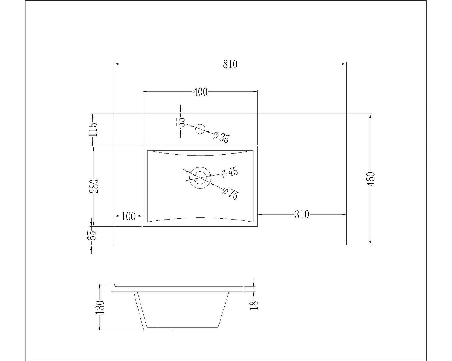 Meuble de salle de bain 80cm avec vasque déportée - 1 tiroir et une niche - MORENA