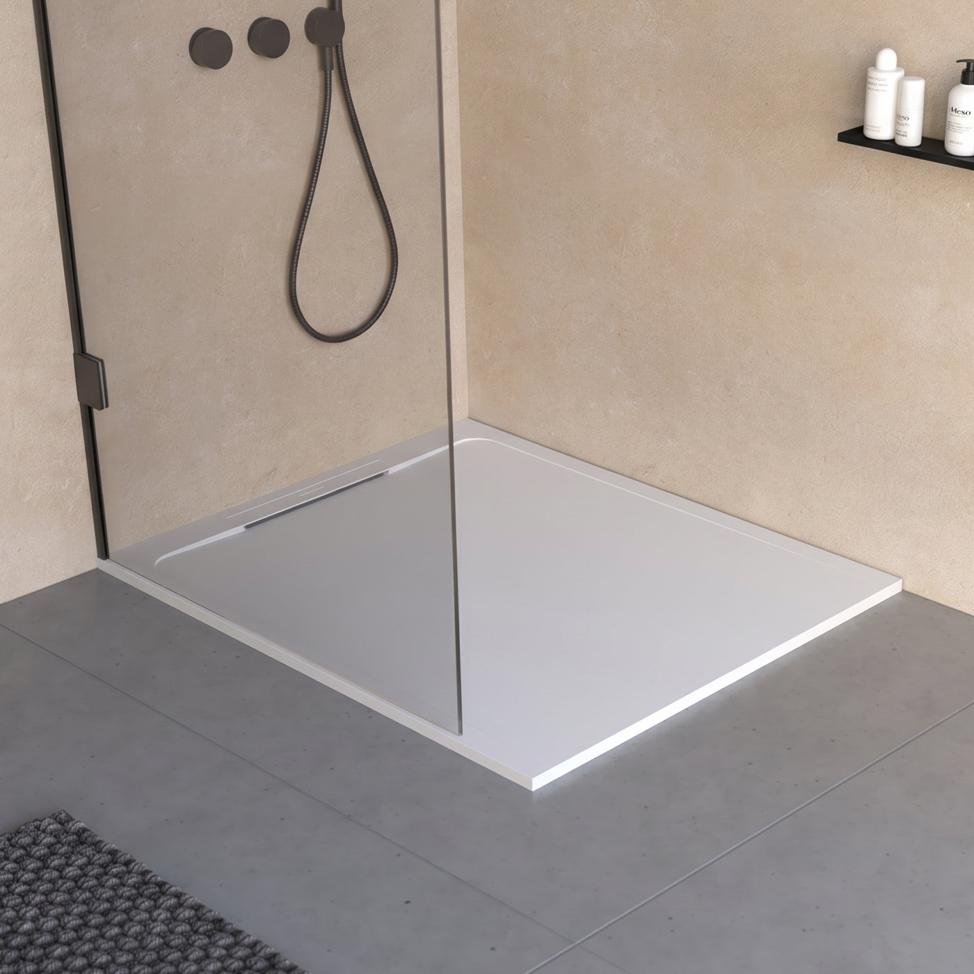 Receveur de douche en pierre naturelle extra plat à poser 90x90cm - ORIGINE