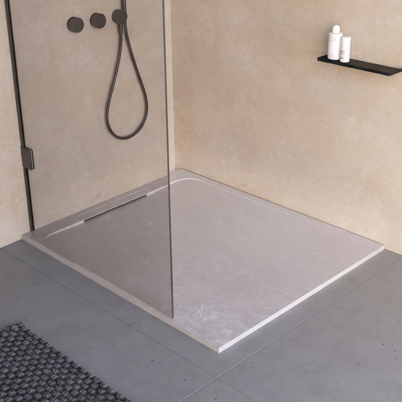 Receveur de douche en pierre naturelle extra plat à poser 90x90cm - ORIGINE