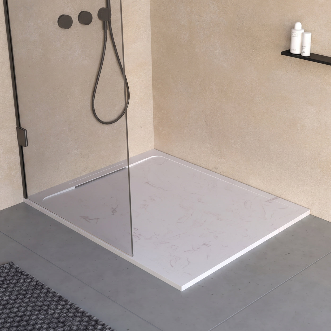 Receveur de douche en pierre naturelle extra plat à poser 90x90cm - ORIGINE