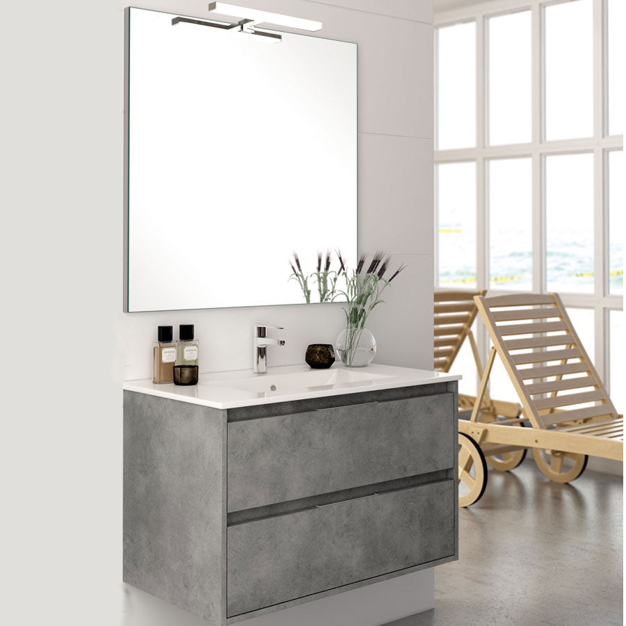 Ensemble meuble de salle de bain 100cm simple vasque + colonne de rangement IRIS